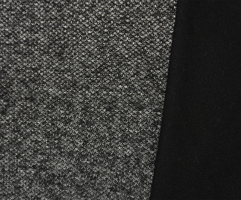 Black-Gray Poly Cotton Texture Double Knit Fabric