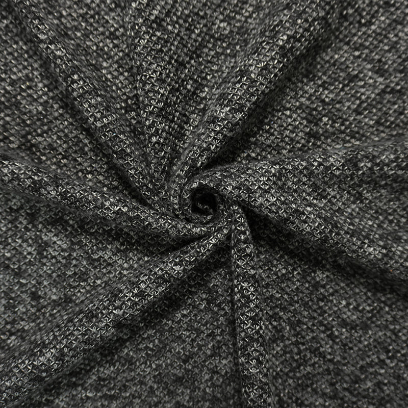 Black-Gray Poly Cotton Texture Double Knit Fabric