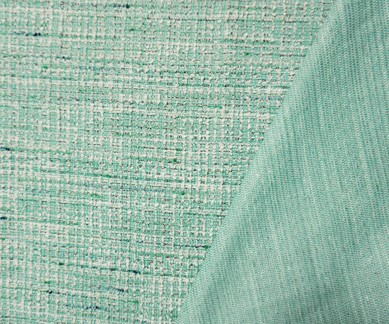 Teal-Silver-Multi Poly Cotton Texture Boucle Double Knit Fabric