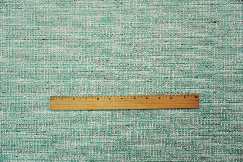 Teal-Silver-Multi Poly Cotton Texture Boucle Double Knit Fabric