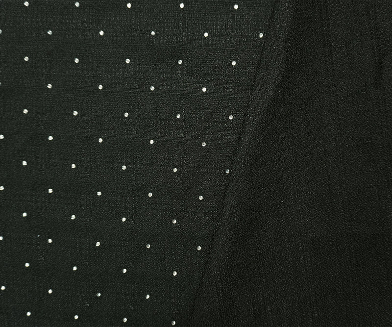 Black-Silver Poly Mini Dot Rhinestone Dobby Woven Fabric