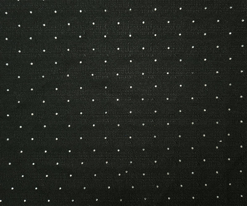 Black-Silver Poly Mini Dot Rhinestone Dobby Woven Fabric