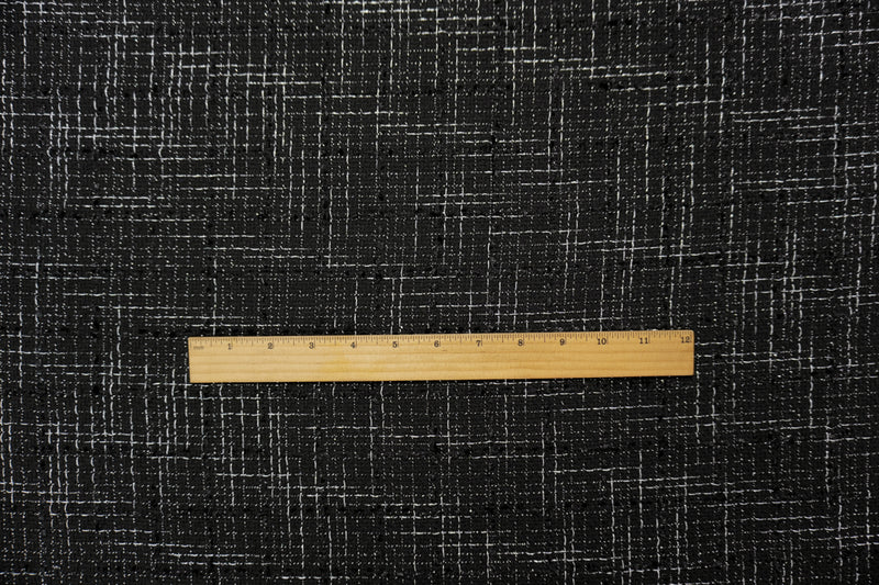 Black-Silver Poly Check Twill Woven Fabric