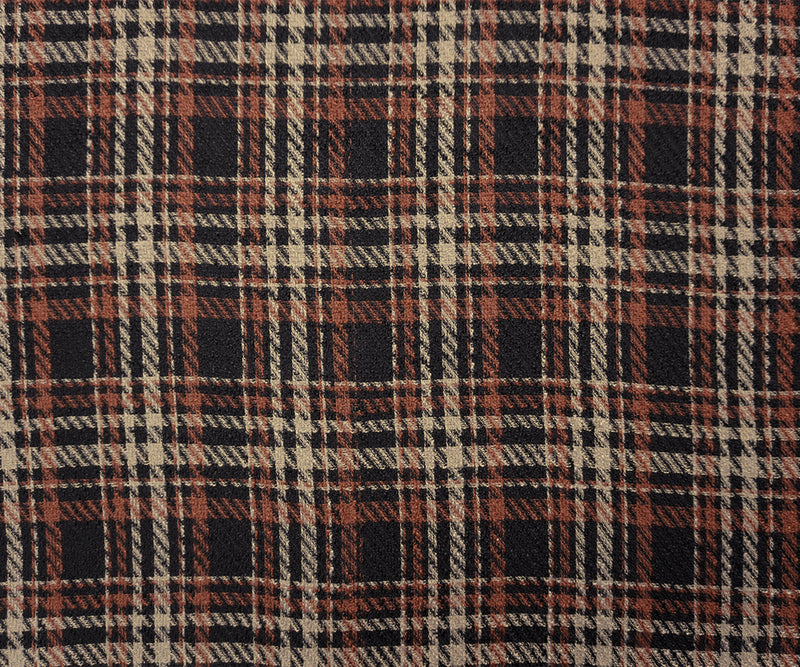 Black-Taupe-Multi Poly Plaid Twill Woven Fabric
