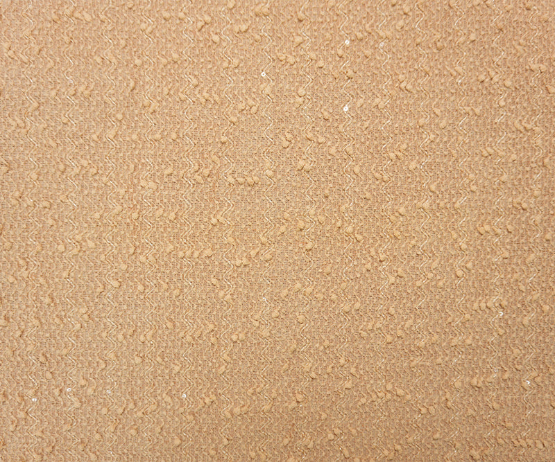 Tan Beige Poly Spandex Wave Jacquard Boucle Sequin Knit Fabric