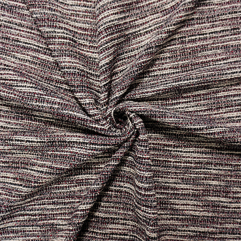 Navy-Red-White Poly Cotton Texture Boucle Double Knit Fabric