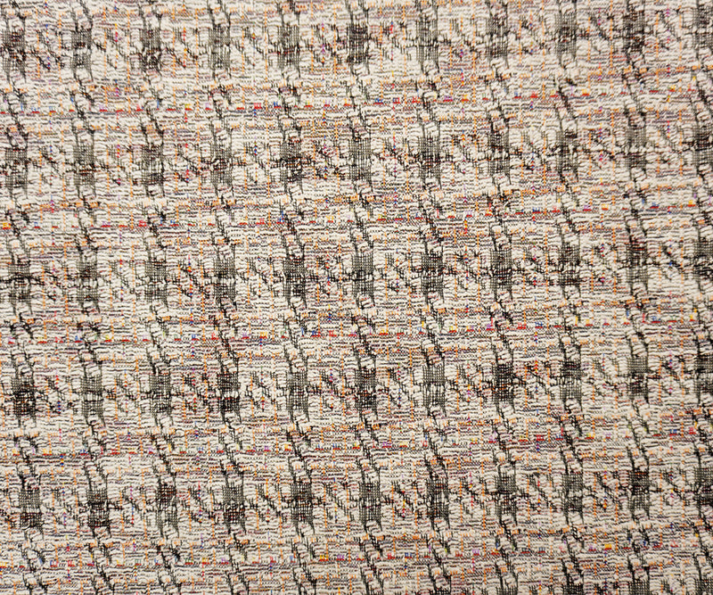 White-Multi Poly Cotton Boucle Jacquard Double Knit Fabric