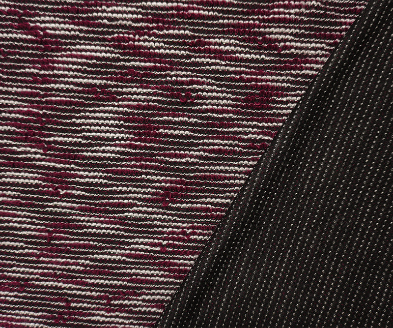 Red-Black-White Poly Cotton Texture Boucle Knit Fabric