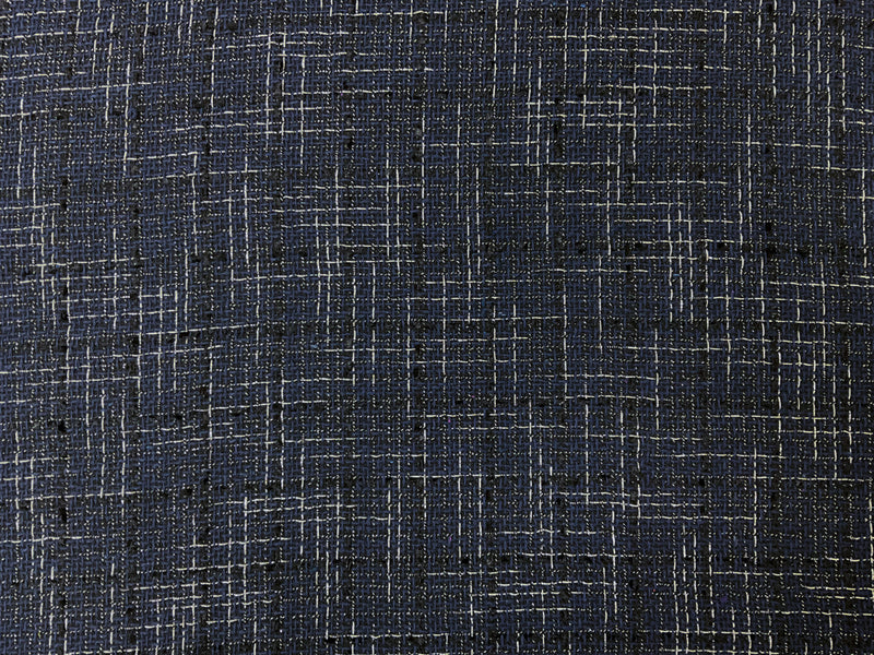 Deep Navy-Silver-Multi Poly Tweed Boucle Novelty Woven Fabric
