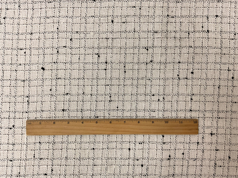 Ivory-Gold-Multi Poly Cotton Check Twill Woven Fabric