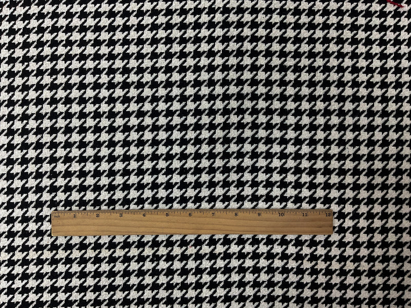 Black-Ivory Poly Cotton Houndstooth Twill Woven Fabric