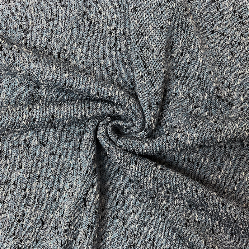 Blue-White-Black Poly Slub Jersey Knit Fabric