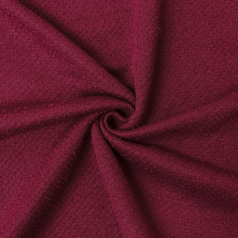 Red Solid Brushed Boucle Knit Fabric