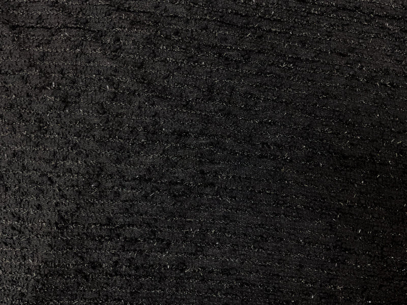 Black Poly Metallic Stripe Boucle Knit Fabric