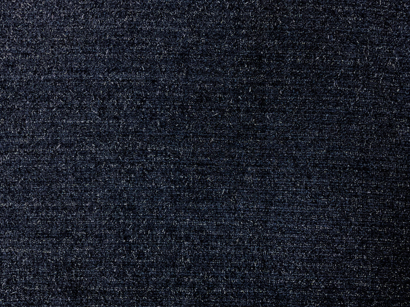Deep Navy-Black Poly Metallic Eyelash Boucle Knit Fabric