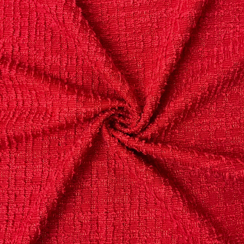 Red Poly Blend Spandex Texture Boucle Double Knit Fabric