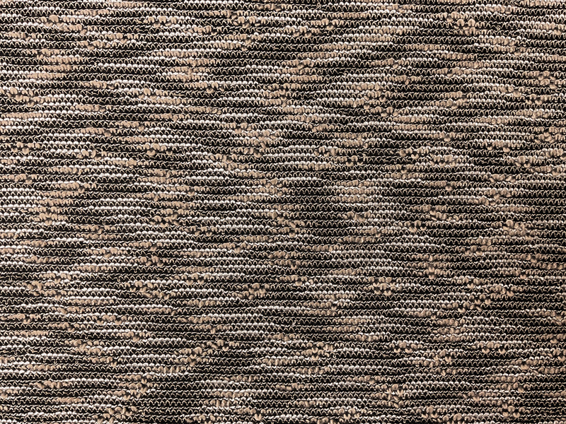 Black-Beige-White Poly Cotton Texture Boucle Double Knit Fabric