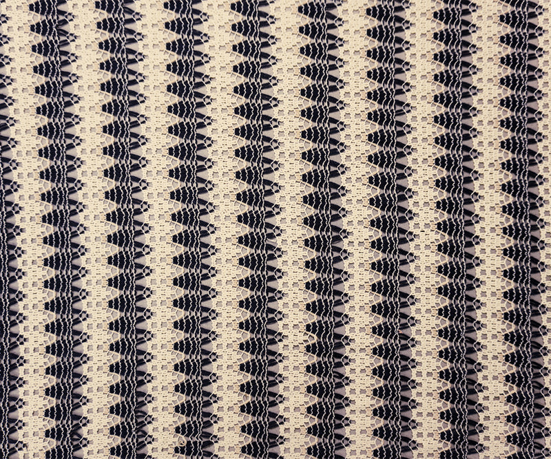Deep Navy-Beige Poly Crochet Scallop Lace Novelty Knit Fabric