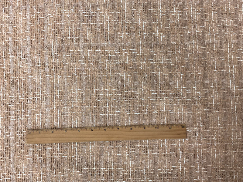 Brown-Multi Poly Check Tweed Boucle Novelty Woven Fabric