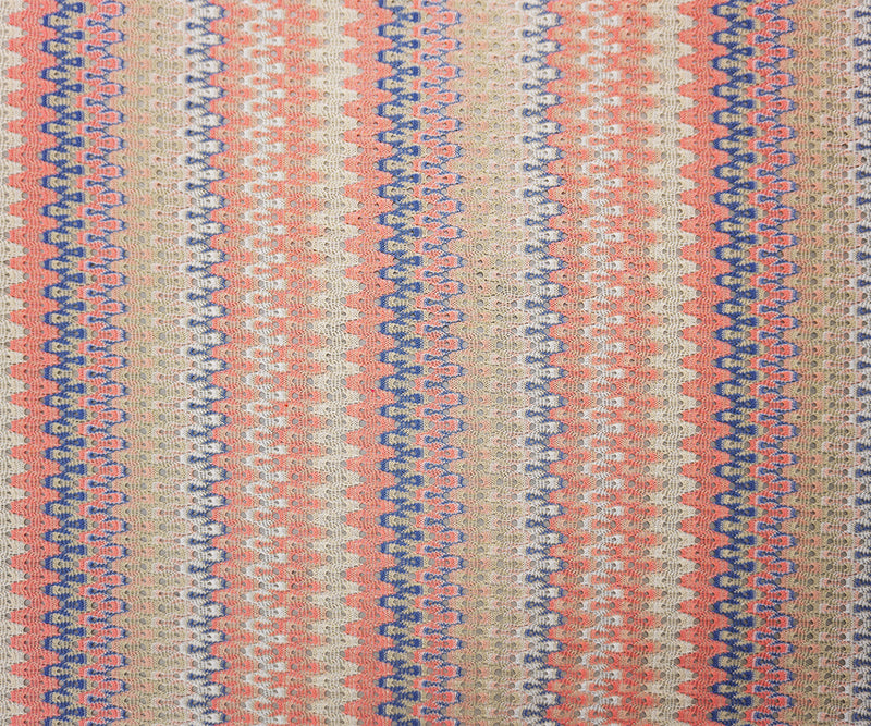 Beige-Coral-Multi Poly Crochet Lace Novelty Knit Fabric