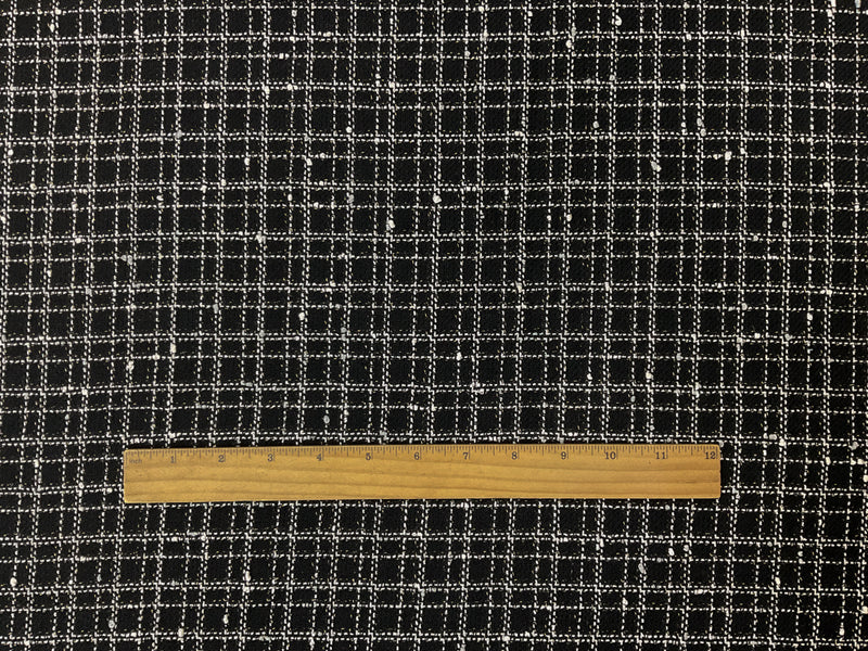 Black Poly Cotton Check Twill Woven Fabric