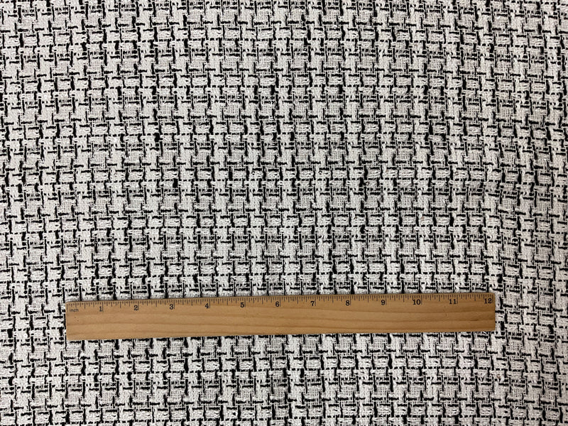 White-Black Poly Tweed Boucle Sequin Novelty Woven Fabric