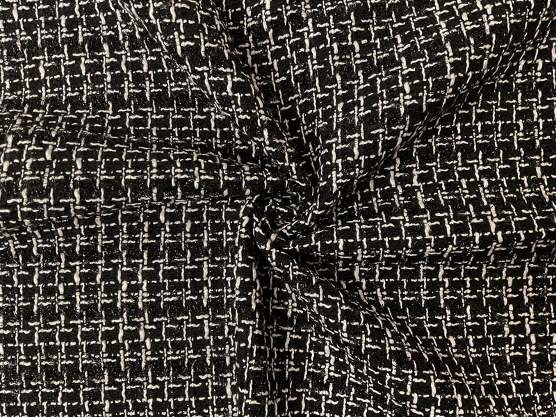 Black-White Poly Tweed Boucle Novelty Woven Fabric