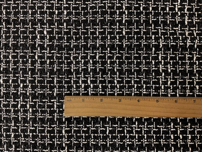 Black-White Poly Tweed Boucle Novelty Woven Fabric