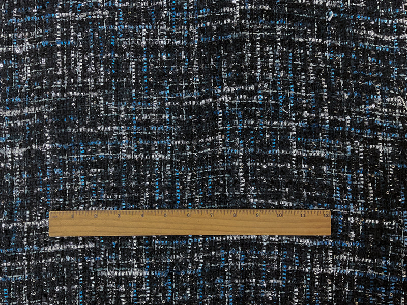 Black-Multi Poly Boucle Sequin Cross-Hatch Novelty Woven Fabric