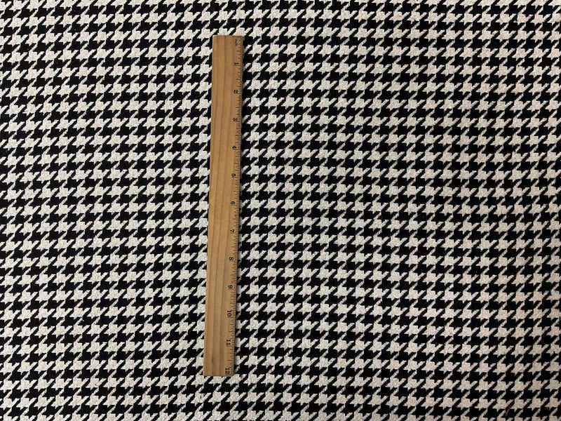 Black-Ivory Poly Cotton Houndstooth Twill Woven Fabric