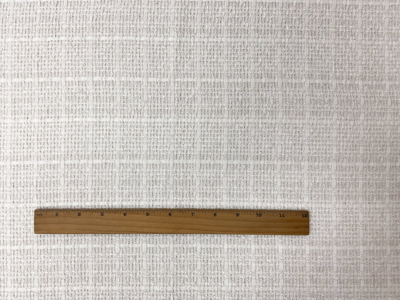 White Poly Check Tweed Boucle Woven Fabric