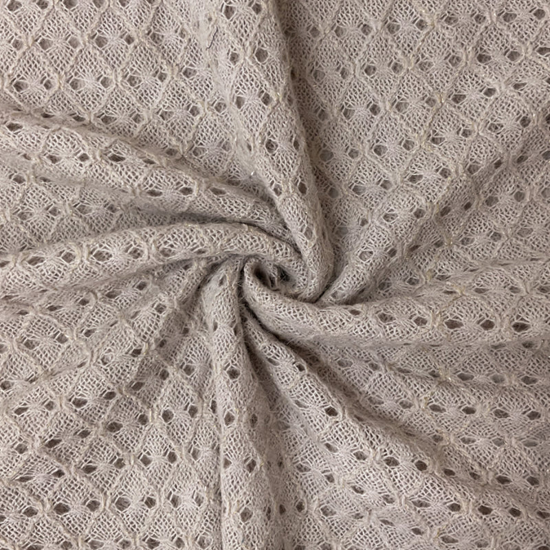Beige-Gold Poly Diamond Trellis Open Knit Fabric
