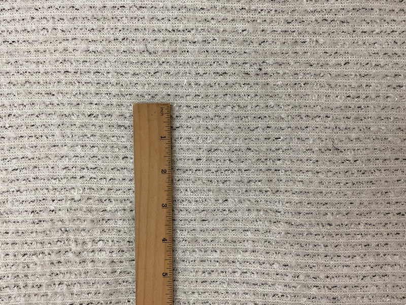 Off-White-Black Poly Sparkle Stripe Boucle Knit Fabric