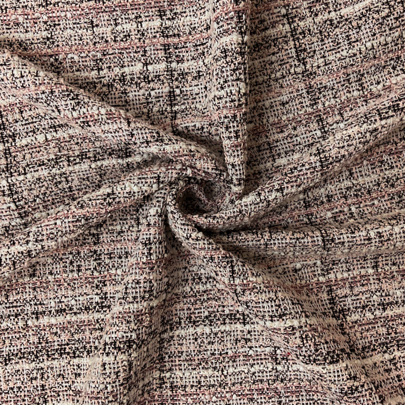 Pink-White-Multi Rayon Texture Boucle Double Knit Fabric