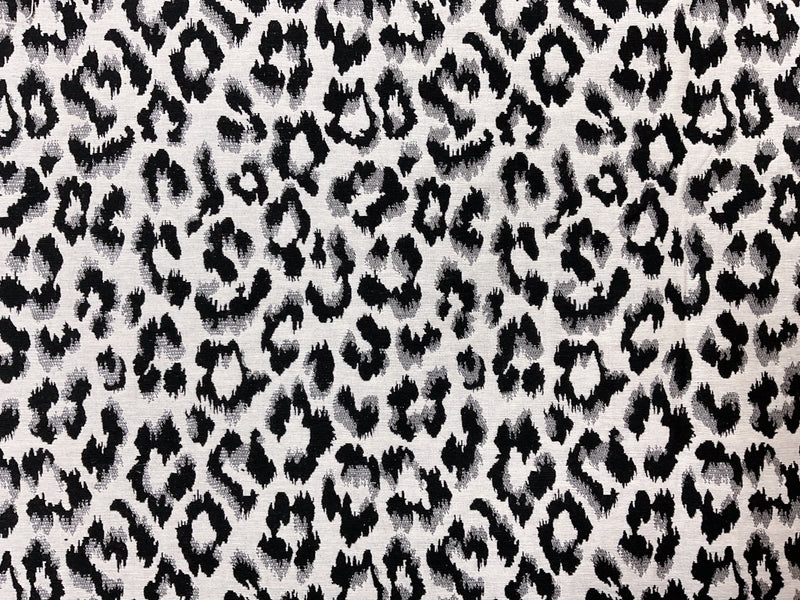 White Poly Metallic Leopard Damask Woven Fabric