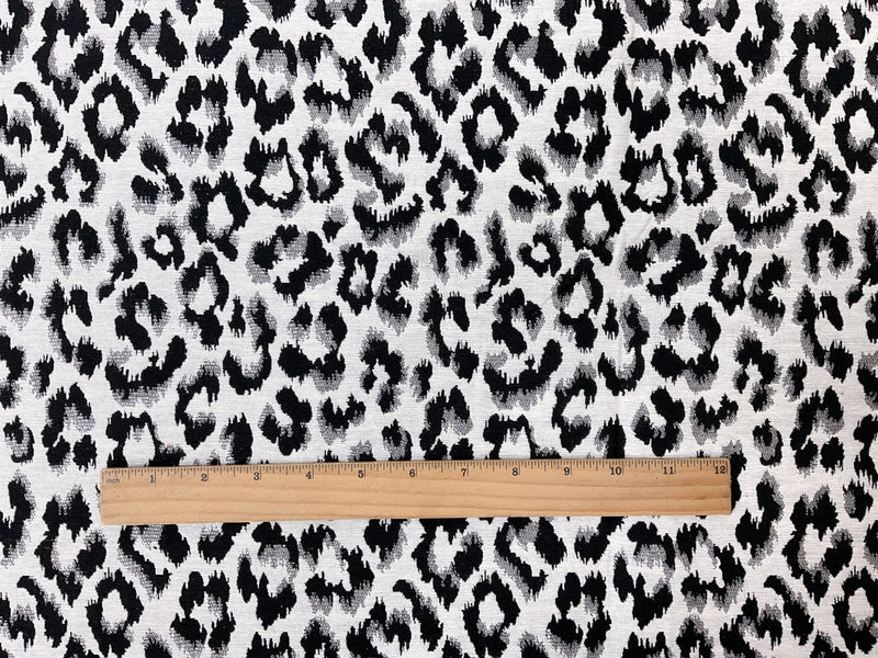 White Poly Metallic Leopard Damask Woven Fabric