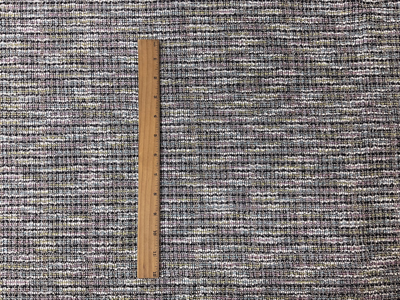 Black-Pink-Multi Poly Cotton Texture Boucle Double Knit Fabric