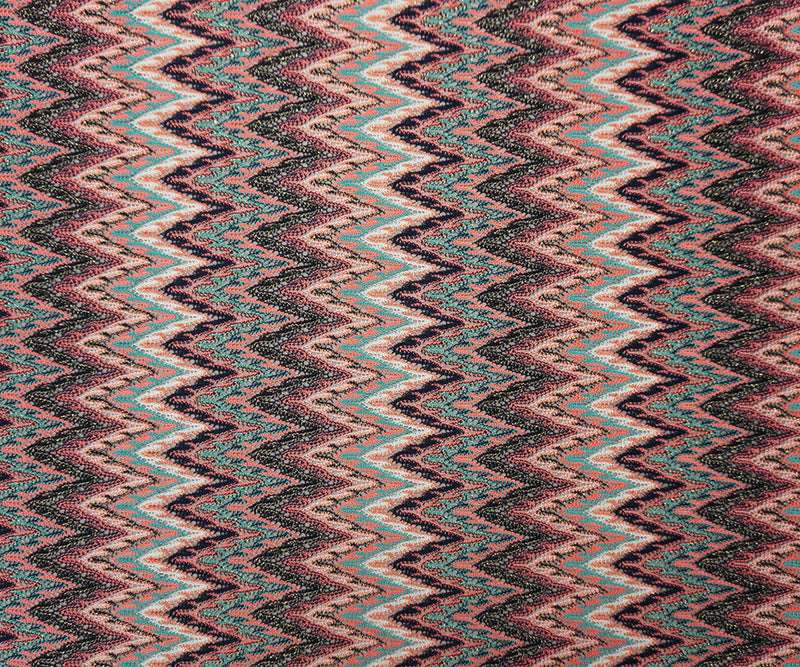 Turquoise-Gold Poly Chevron Crochet Lace Novelty Knit Fabric
