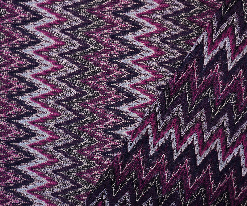 Purple-Silver-Multi Poly Chevron Lace Novelty Open Knit Fabric