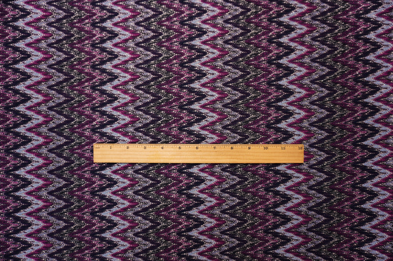Purple-Silver-Multi Poly Chevron Lace Novelty Open Knit Fabric
