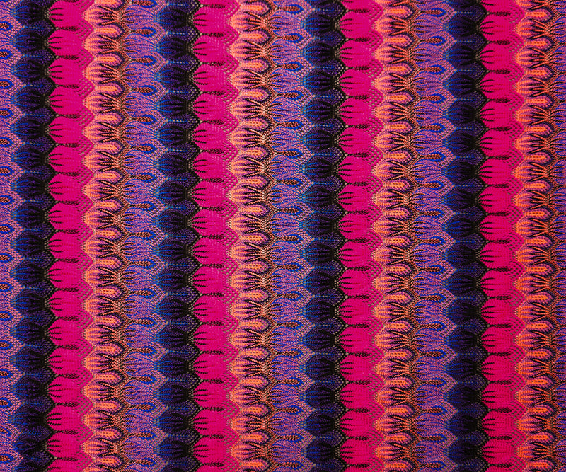 Pink-Multi Poly Abstract Stripe Crochet Lace Novelty Knit Fabric