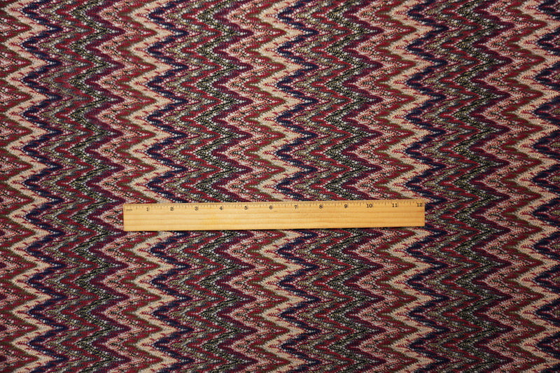 Red-Navy-Gold Poly Chevron Lace Novelty Open Knit Fabric