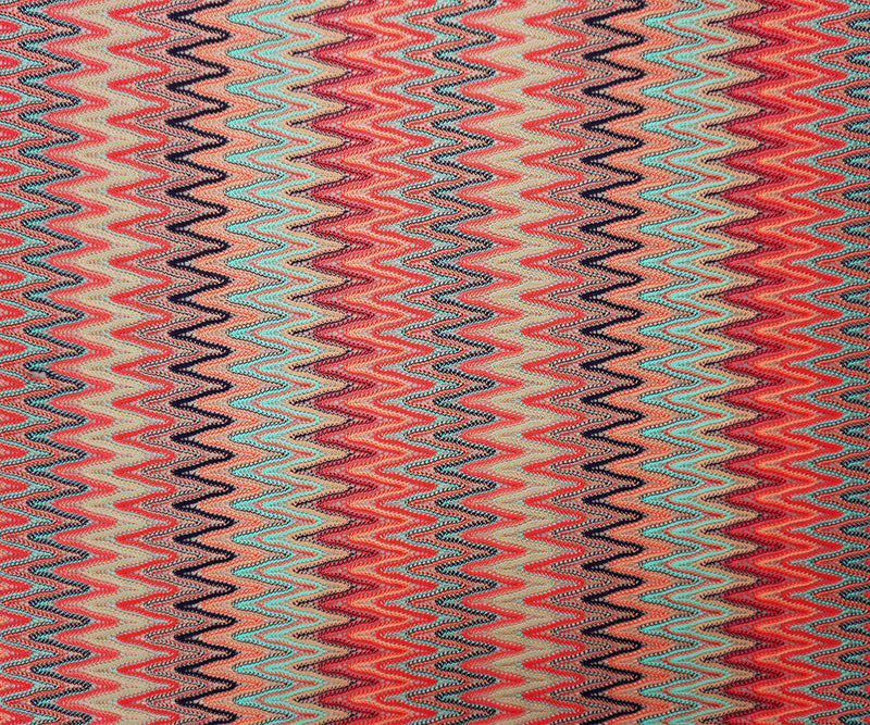 Coral-Multi Poly Chevron Crochet Lace Novelty Open Knit Fabric