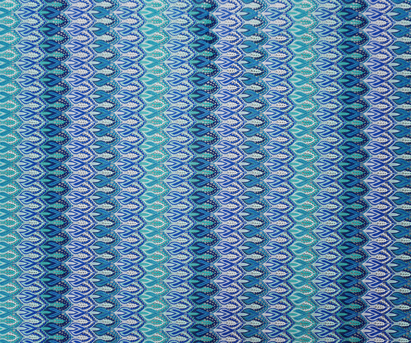 Blue-Green-Teal Poly Ogee Crochet Lace Novelty Knit Fabric
