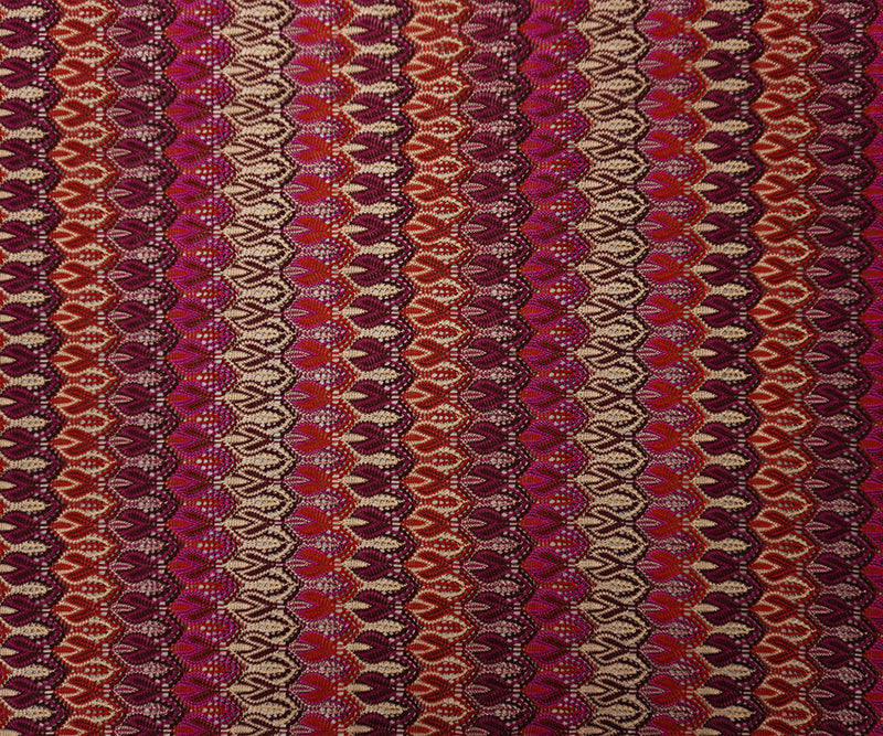 Red-Purple-Multi Poly Ogee Crochet Lace Novelty Knit Fabric
