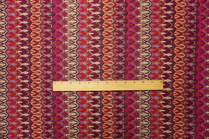 Red-Purple-Multi Poly Ogee Crochet Lace Novelty Knit Fabric