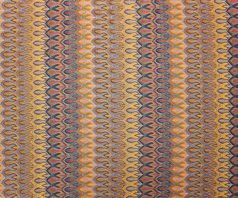 Yellow-Pink-Multi Poly Ogee Crochet Lace Novelty Knit Fabric