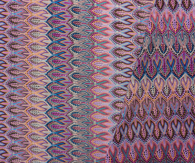 Purple-Multi Poly Ogee Crochet Lace Novelty Knit Fabric