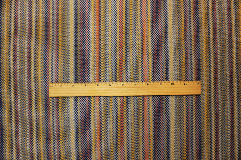 Yellow-Navy-Multi Poly Stripe Crochet Lace Mesh Knit Fabric