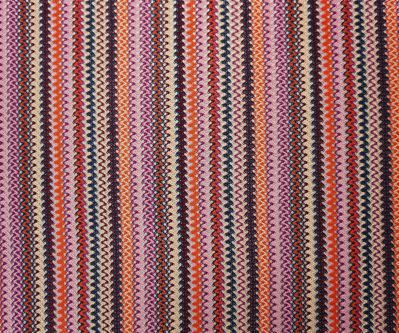 Purple-Navy Poly Stripe Crochet Lace Novelty Open Knit Fabric